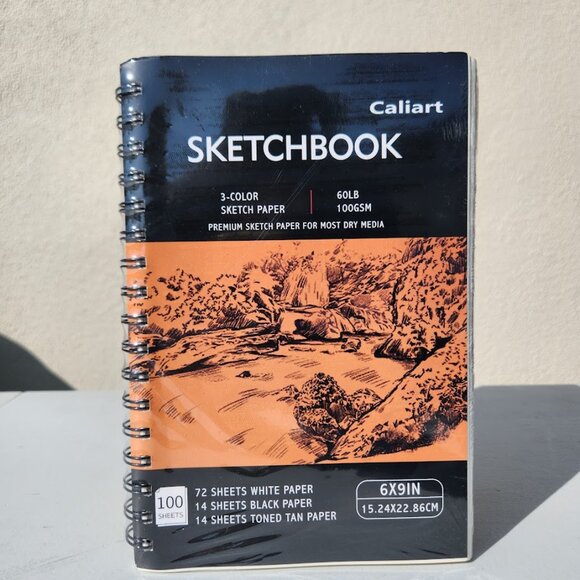 NEW 3-Color Caliart Sketch Paper Pad Notebook Sketchbook Journal 6" x 9" 100 She - Picture 7 of 11